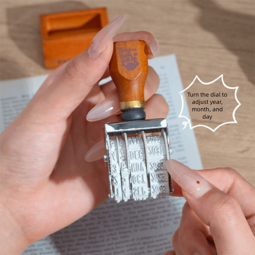 Retro Wooden Roller Date Seal  - Rubber Date Stamp ulasan dan harga